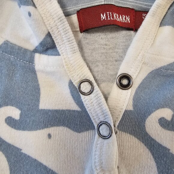 Milkbarn Baby Boy Blue Elephant Hooded Snap Closure Sleeper 12-18 Months - Picture 2 of 4